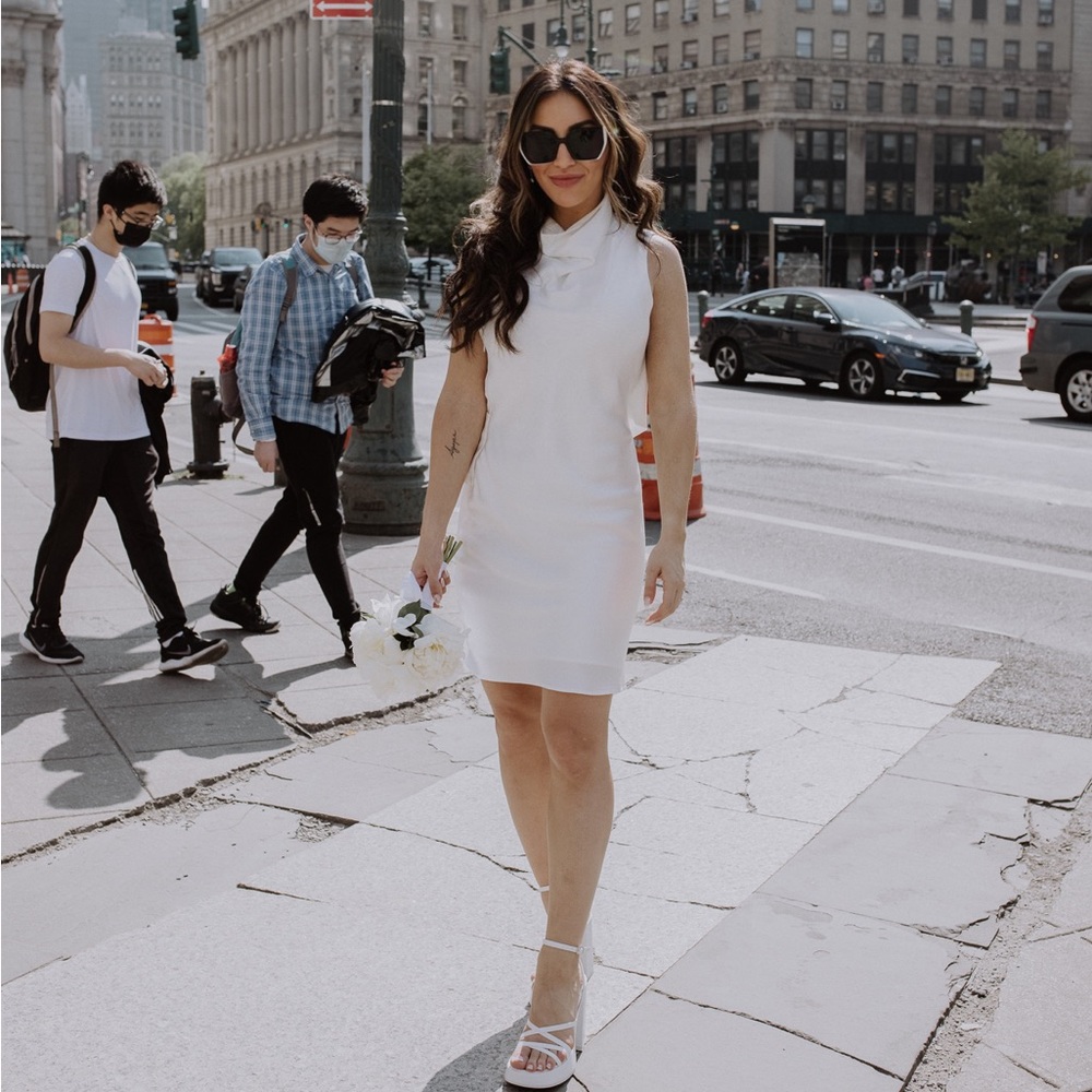 DISSH AISLE WHITE SATIN MINI DRESS